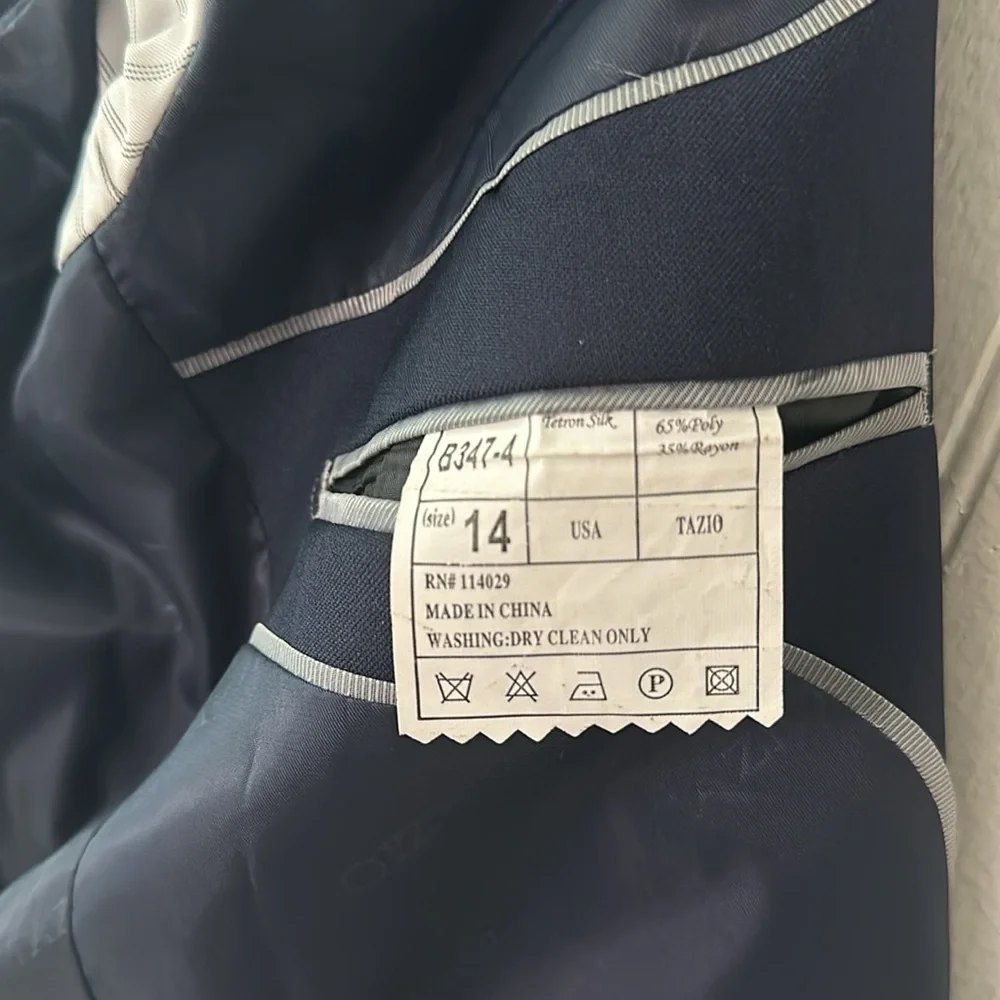 Tazio Navy Blue Jacket Blazer and Vest Like New sz 14